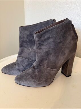 J. Crew Gray Suede Ankle Booties with Block Heel